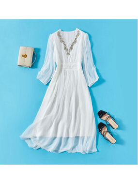 Women's 100% Silk Wrap Dress For Beach REAL SILK LIFE L-XL